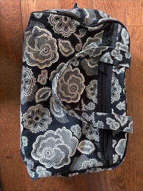 Thirty One Travel Cosmetics Bag - black and white floral
